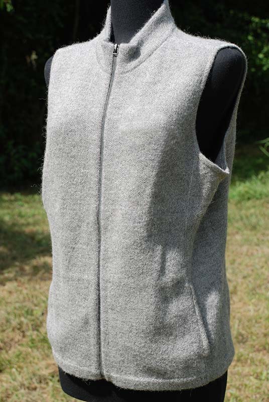 Women's alpaca vest silver grey