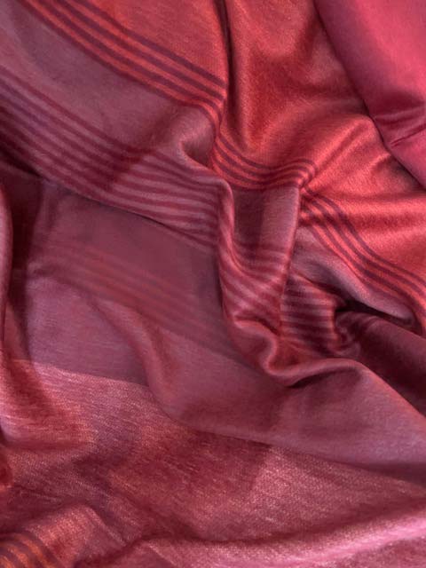 Ecuadorian Alpaca Wool Blanket – Soft Red Bordo Striped Plaid Queen Size (90x65 Inches)
