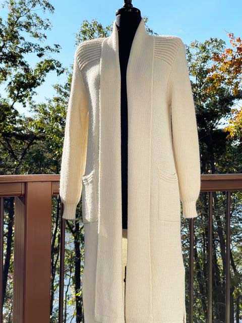 Women's Alpaca Long Sweater Duster - Cream