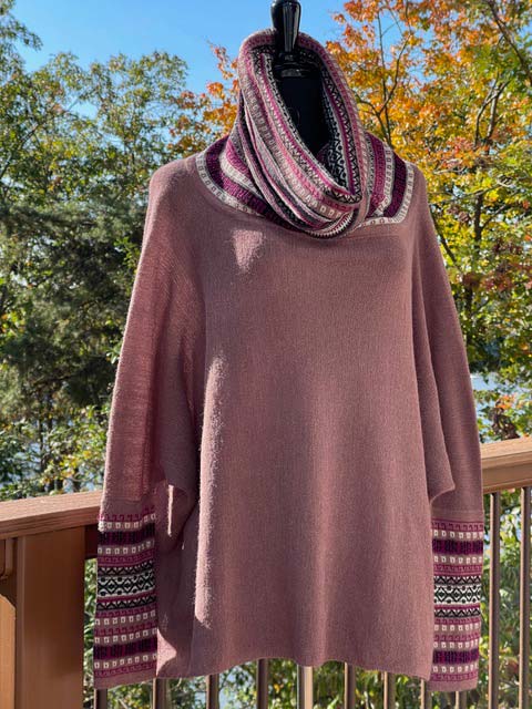 Women's Wide Turtleneck Long-Sleeve Sweater - Plums and Purples