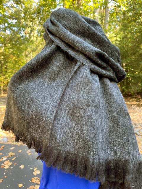 Alpaca scarf shawl dark charcoal
