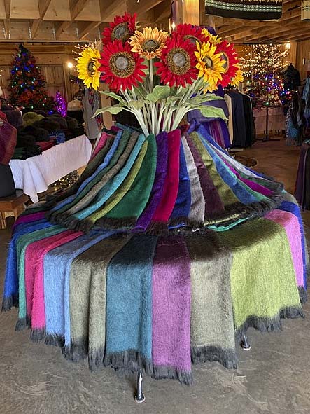 alpaca scarf shawls table