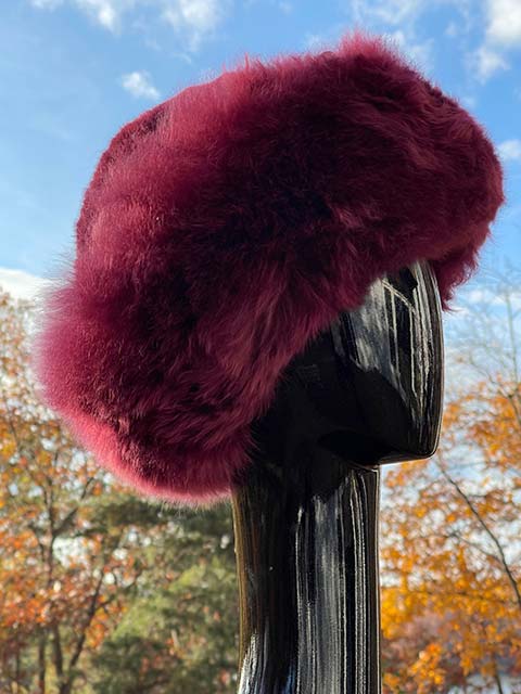 Women's Fur Alpaca Hat - burgundy