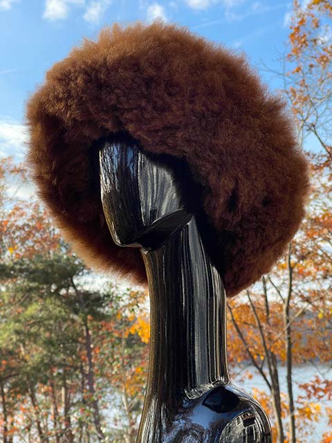 Women's Fur Alpaca Hat - dark camel
