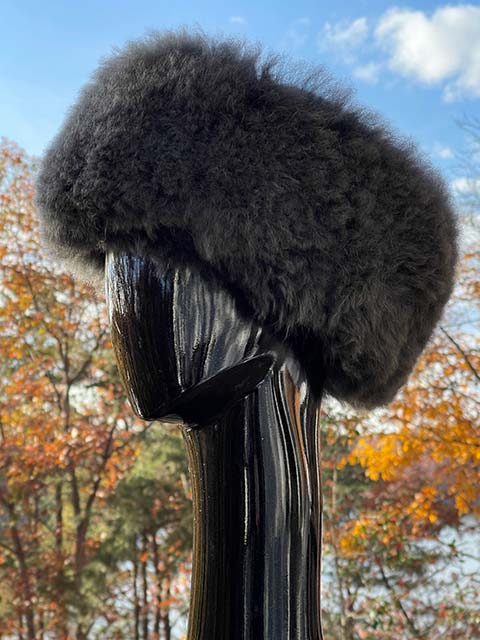 Women's Fur Alpaca Hat - dark grey