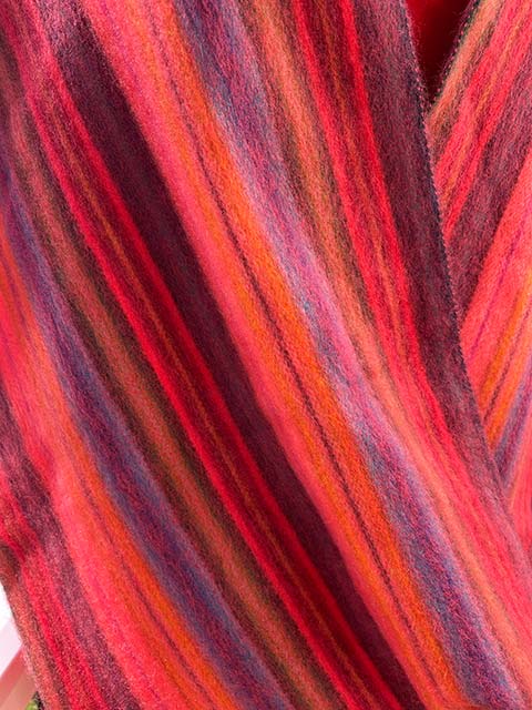 Alpaca infinity scarf - peachy orange striped