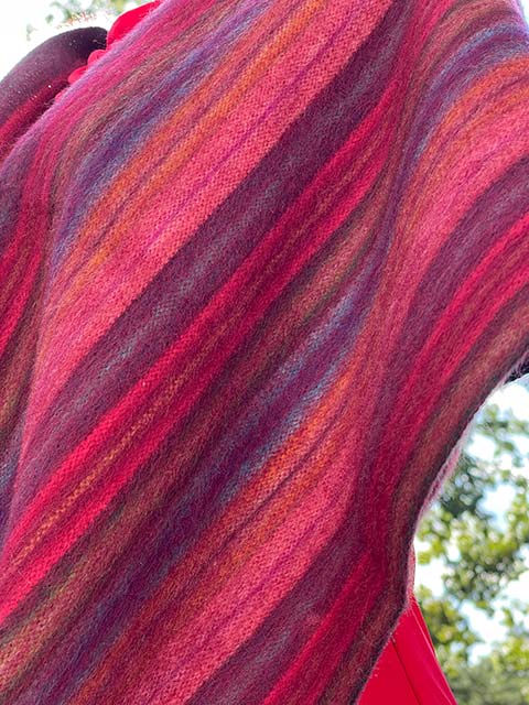Alpaca infinity scarf - ruby red striped