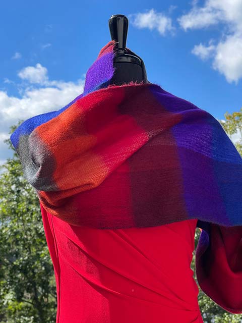 Infinity alpaca scarf - Vivid Colors Horizontal Striped