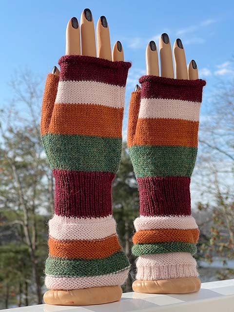 Fingerless alpaca gloves - Love Fall! Burgundy, Pumpkin, Loden Green and Beige