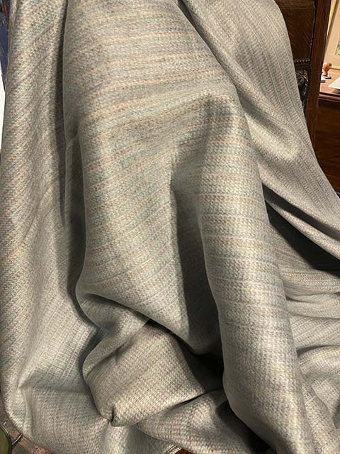 White/Bluer tinged Small Vertical Pastel Striped alpaca blanket throw