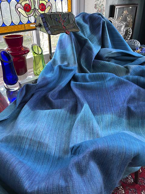 Angel's Favorite Cyan, Teal, Green and Blue Stripes alpaca blanket